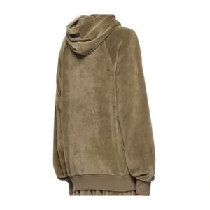 FEAR OF GOD ESSENTIALS Velour Hoodie Tan Brown Kangaroo Pocket Drawstring Hood